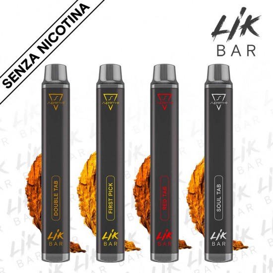 LIK BAR Usa e Getta Tabacco - Kit Assaggio Kit 4 Gusti Tabacco Senza Nicotina 1pz per Gusto