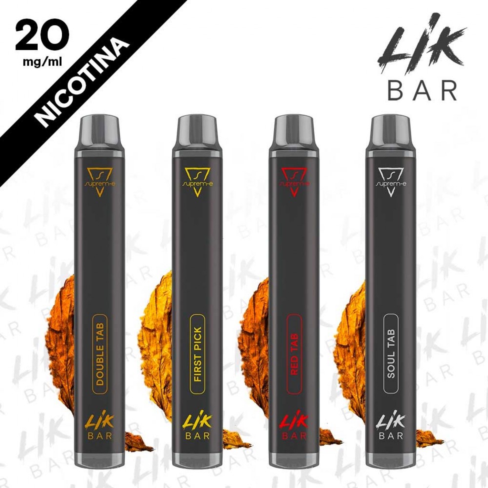 LIK BAR Usa e Getta Tabacco - Kit Assaggio 4 Gusti Tabacco 20 Nicotina 1pz per Gusto