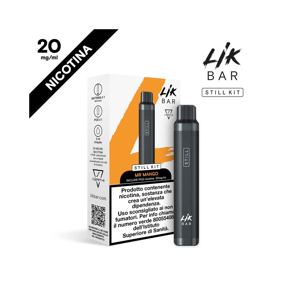 LIK BAR STILL STARTER KIT BLACK + POD MR MANGO - NICOTINA 20