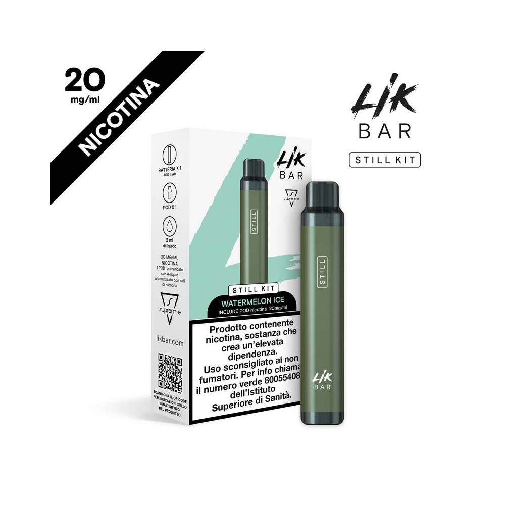 LIK BAR STILL STARTER KIT GREEN + POD WATERMELON ICE - NICOTINA 20 LIK BAR STILL STARTER KIT GREEN + POD WATERMELON ICE - NICOTINA 20