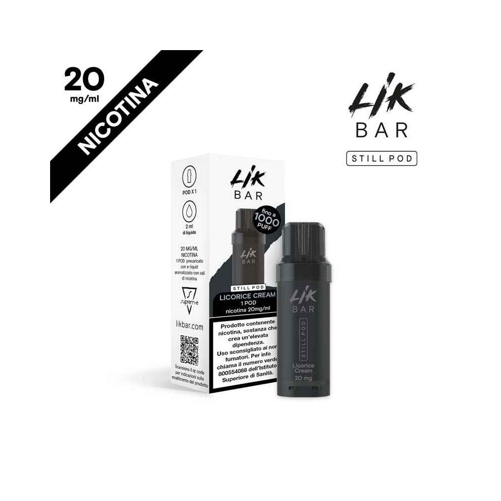 LIK BAR STILL POD - LICORICE CREAM - NICOTINA 20 LIK BAR STILL POD - LICORICE CREAM - NICOTINA 20